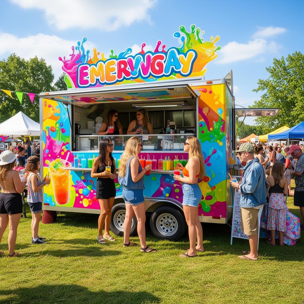 Octeen Energy mobile drink trailer at a community event
